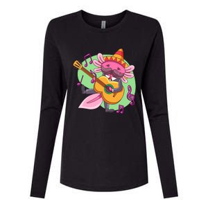 Axolotl Playing Guitar Womens Cotton Relaxed Long Sleeve T-Shirt