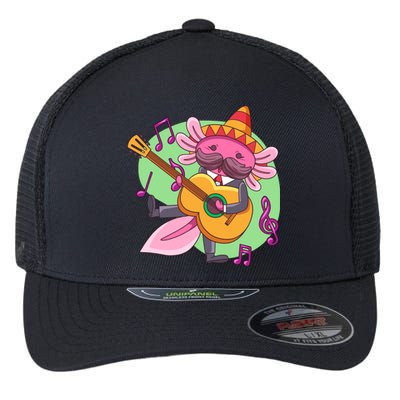 Axolotl Playing Guitar Flexfit Unipanel Trucker Cap