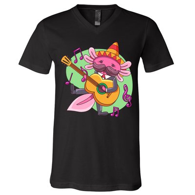 Axolotl Playing Guitar V-Neck T-Shirt