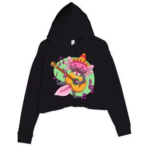 Axolotl Playing Guitar Crop Fleece Hoodie