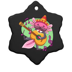 Axolotl Playing Guitar Ceramic Star Ornament