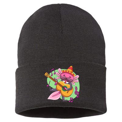 Axolotl Playing Guitar Sustainable Knit Beanie