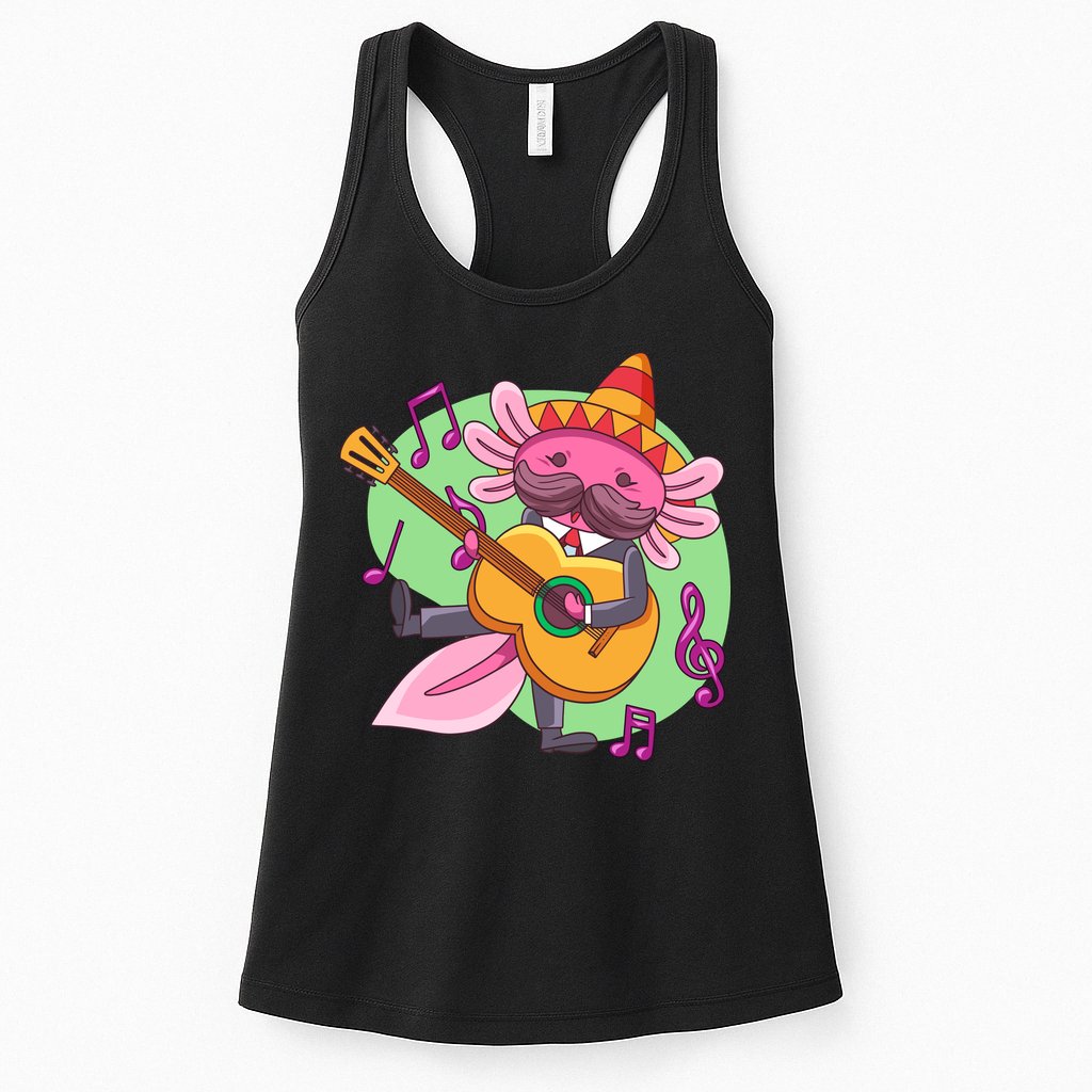 Axolotl Playing Guitar Womens Tank Top
