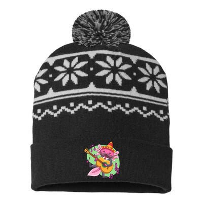 Axolotl Playing Guitar USA-Made Snowflake Beanie