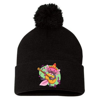 Axolotl Playing Guitar Pom Pom 12in Knit Beanie