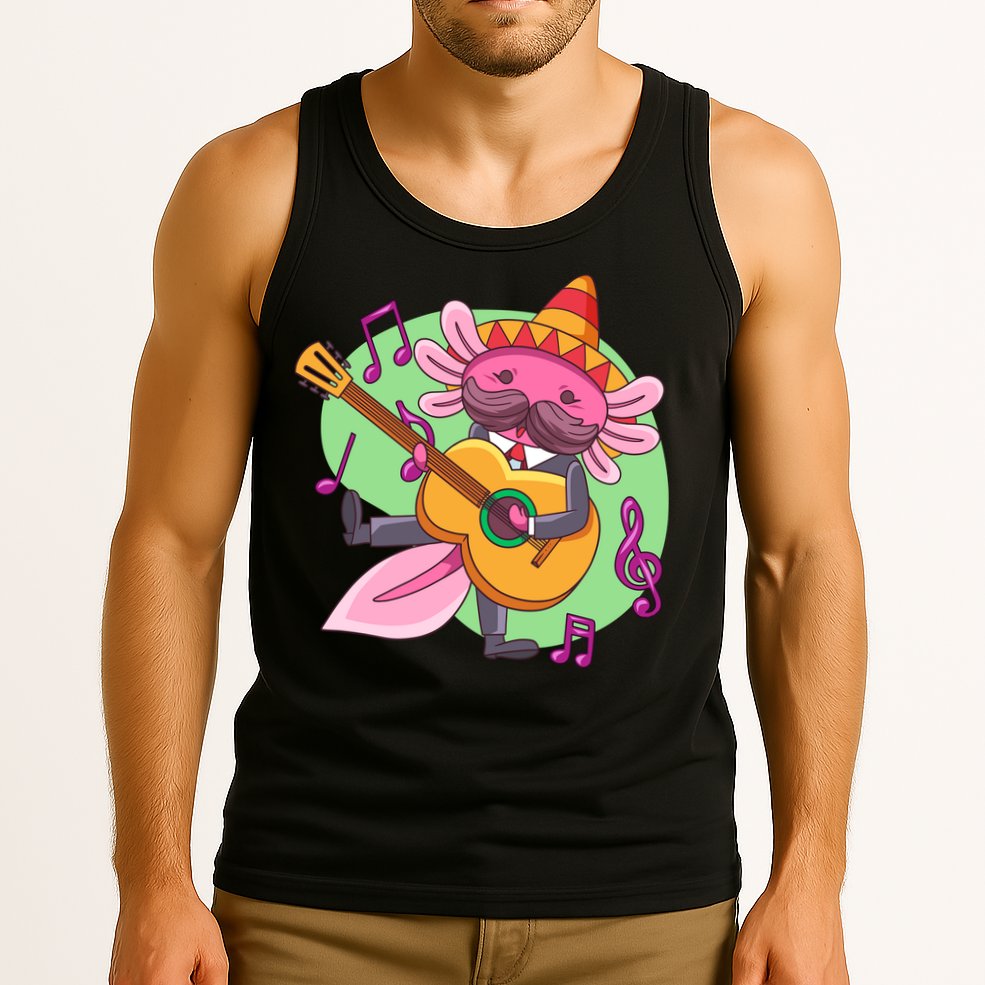 Axolotl Playing Guitar Tank Top