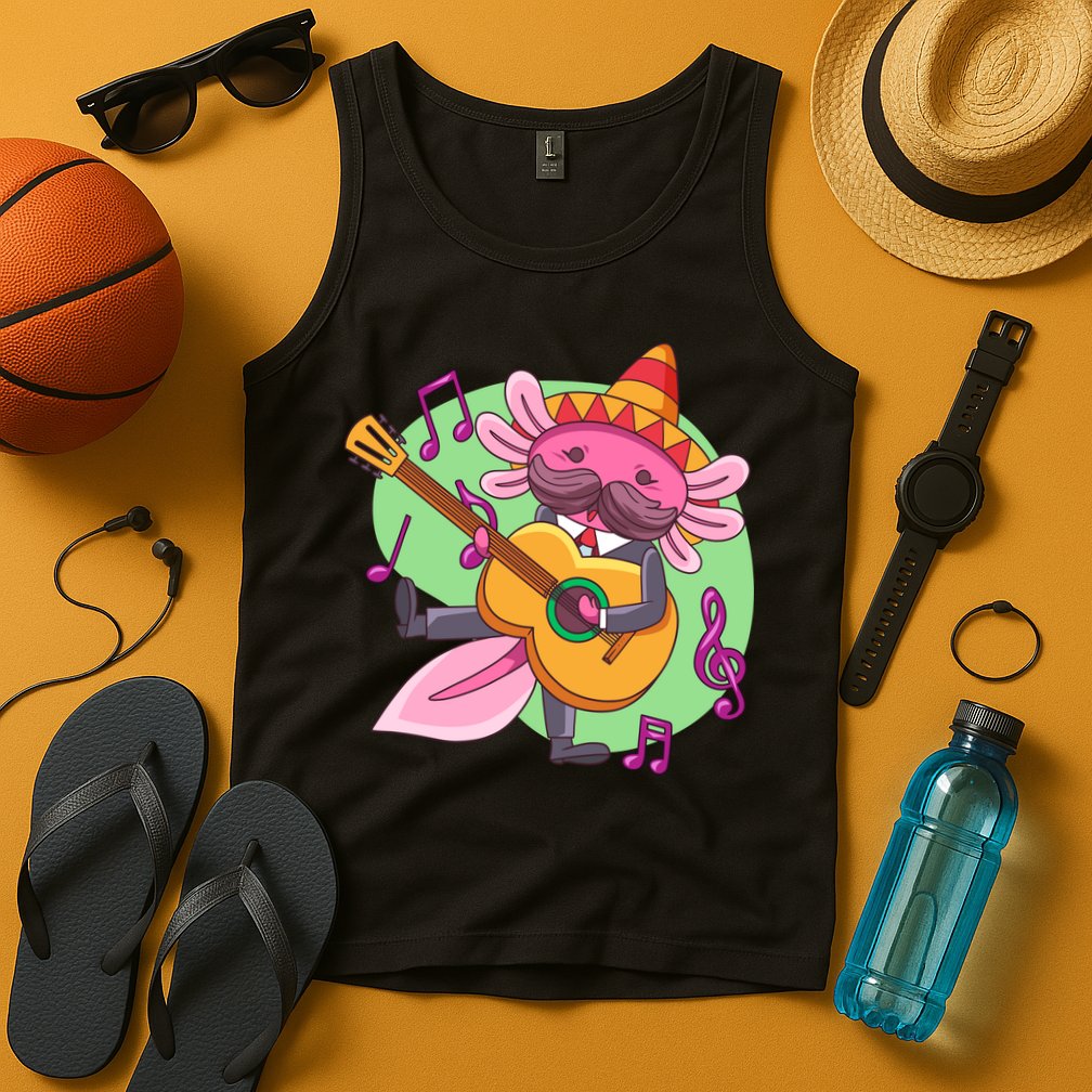 Axolotl Playing Guitar Tank Top