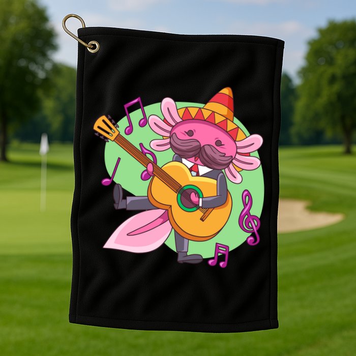 Axolotl Playing Guitar Golf Towel