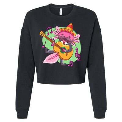 Axolotl Playing Guitar Cropped Pullover Crew