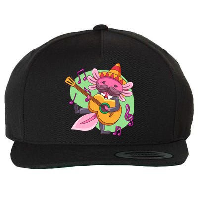 Axolotl Playing Guitar Wool Snapback Cap