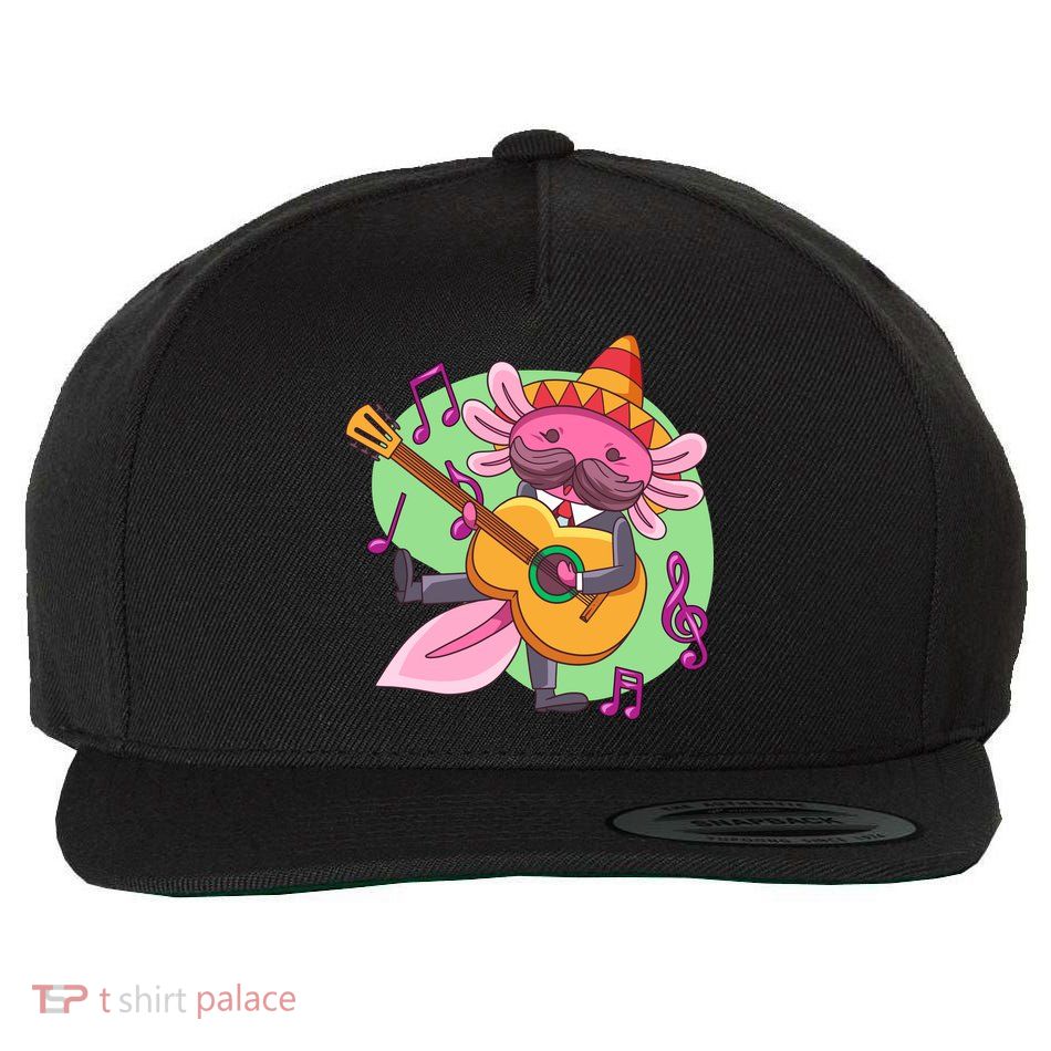 Axolotl Playing Guitar Wool Snapback Cap