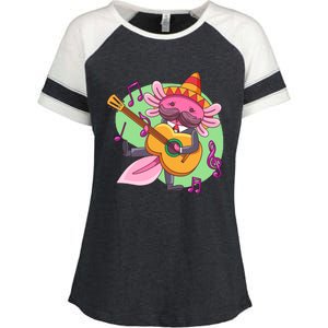 Axolotl Playing Guitar Enza Ladies Jersey Colorblock Tee