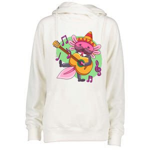 Axolotl Playing Guitar Womens Funnel Neck Pullover Hood