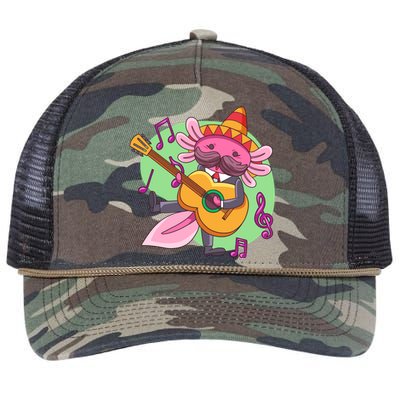 Axolotl Playing Guitar Retro Rope Trucker Hat Cap