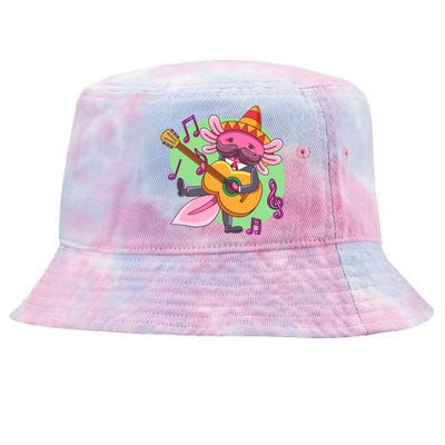 Axolotl Playing Guitar Tie-Dyed Bucket Hat