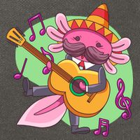 Axolotl Playing Guitar Cotton Canvas Backpack