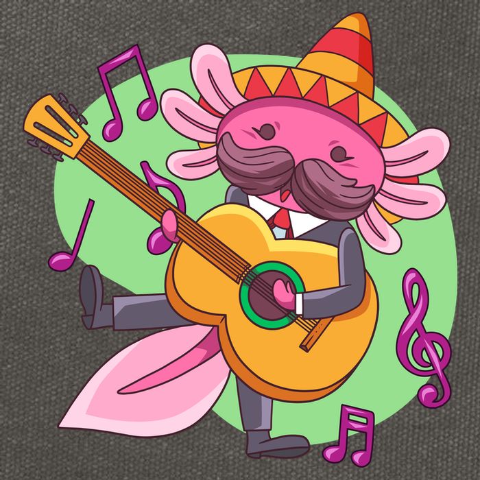 Axolotl Playing Guitar Cotton Canvas Backpack