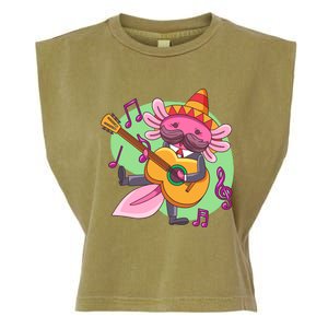 Axolotl Playing Guitar Garment-Dyed Women's Muscle Tee