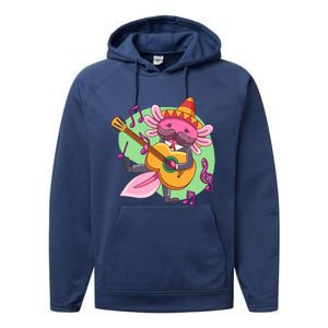 Axolotl Playing Guitar Performance Fleece Hoodie