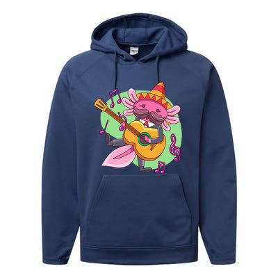 Axolotl Playing Guitar Performance Fleece Hoodie