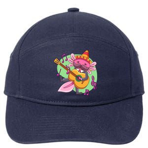 Axolotl Playing Guitar 7-Panel Snapback Hat