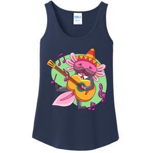 Axolotl Playing Guitar Ladies Essential Tank