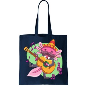 Axolotl Playing Guitar Tote Bag