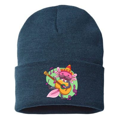 Axolotl Playing Guitar Sustainable Knit Beanie