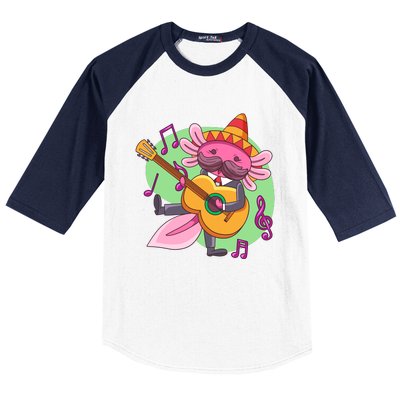 Axolotl Playing Guitar Baseball Sleeve Shirt