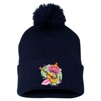 Axolotl Playing Guitar Pom Pom 12in Knit Beanie