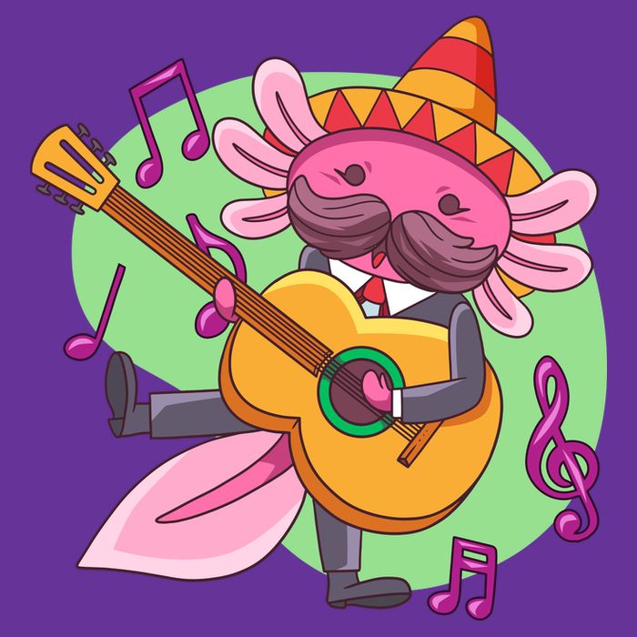Axolotl Playing Guitar Tall T-Shirt