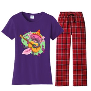 Axolotl Playing Guitar Women's Flannel Pajama Set