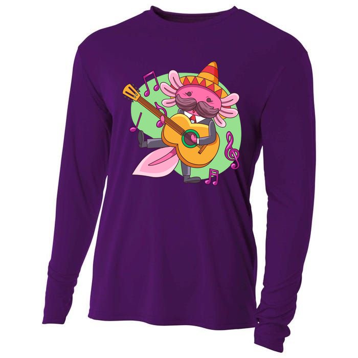 Axolotl Playing Guitar Cooling Performance Long Sleeve Crew