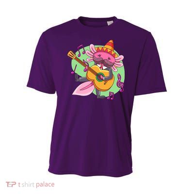 Axolotl Playing Guitar Youth Performance Sprint T-Shirt