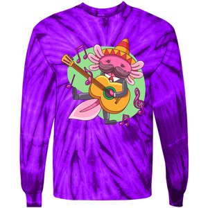 Axolotl Playing Guitar Tie-Dye Long Sleeve Shirt