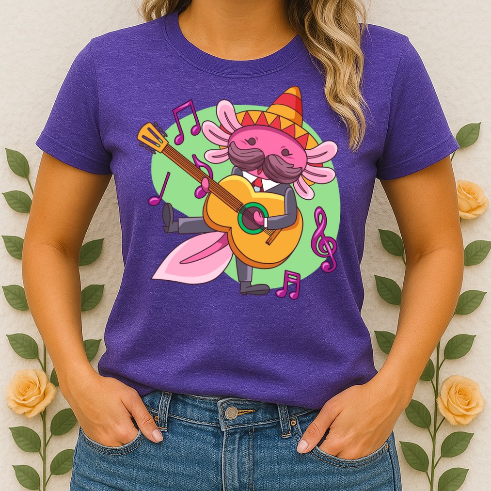 Axolotl Playing Guitar Womens T-Shirt