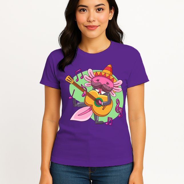 Axolotl Playing Guitar Womens T-Shirt