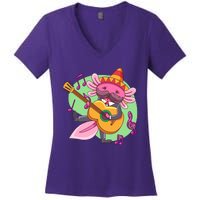 Axolotl Playing Guitar Women's V-Neck T-Shirt