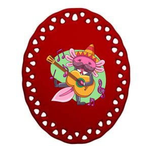 Axolotl Playing Guitar Ceramic Oval Ornament