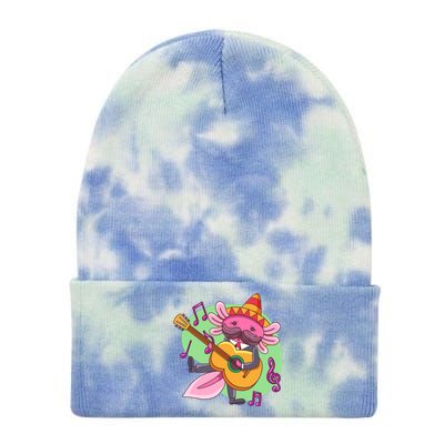 Axolotl Playing Guitar Tie Dye 12in Knit Beanie