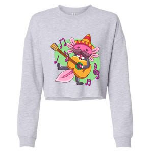 Axolotl Playing Guitar Cropped Pullover Crew