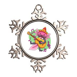 Axolotl Playing Guitar Metallic Star Ornament