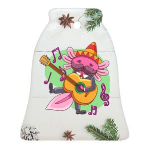 Axolotl Playing Guitar Ceramic Bell Ornament