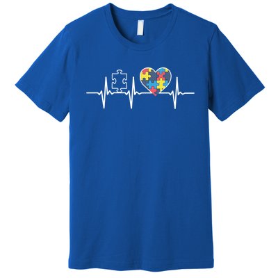 Autism Puzzle Heartbeat Autism Awareness Gift Funny Gift Premium T-Shirt