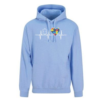 Autism Puzzle Heartbeat Autism Awareness Gift Funny Gift Unisex Surf Hoodie