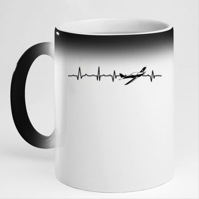 Awesome Pilot Heartbeat Flying Airplane Aviator Aviation Cool Gift 11oz Black Color Changing Mug