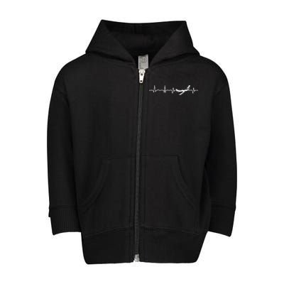 Awesome Pilot Heartbeat Flying Airplane Aviator Aviation Cool Gift Toddler Zip Fleece Hoodie