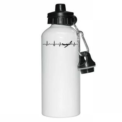 Awesome Pilot Heartbeat Flying Airplane Aviator Aviation Cool Gift Aluminum Water Bottle