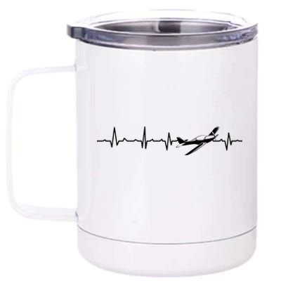 Awesome Pilot Heartbeat Flying Airplane Aviator Aviation Cool Gift 12 oz Stainless Steel Tumbler Cup