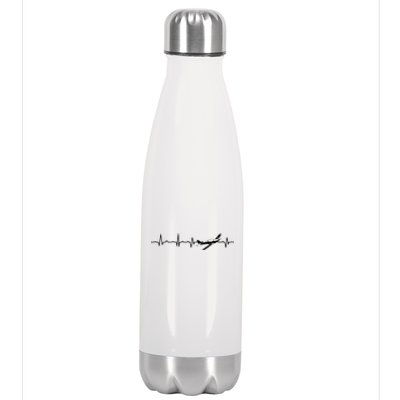 Awesome Pilot Heartbeat Flying Airplane Aviator Aviation Cool Gift Stainless Steel Insulated Water Bottle